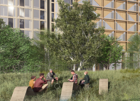 Charred Wooden Shingles and Cross-Laminated Timber Define a Sustainable Community Hub  