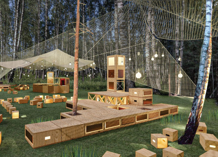 Charred Wood Shingles and Transparent Facades Forming Multifunctional Community Spaces  