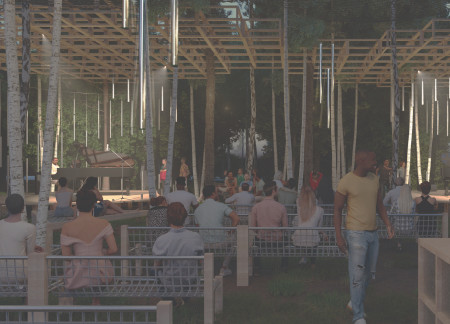 Charred Wooden Shingles and Cross-Laminated Timber Panels Defining A Modern Community Hub  