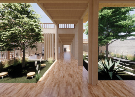 Charred Wooden Shingles and Cross-Laminated Timber Panels Enhance Community Interaction in Sustainable Gathering Space