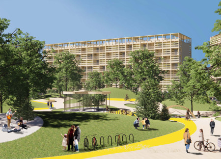 Residential Complex Featuring Cross-Laminated Timber and Sustainable Community Spaces  