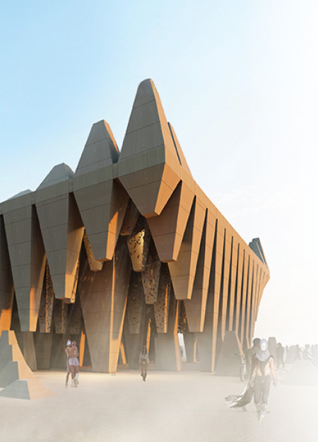 Charred Wooden Shingles and Seasonal Zones in a Contemporary Community Space  