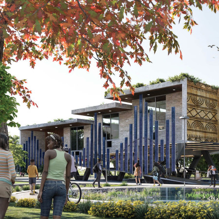 Charred Wooden Shingles and Cross-Laminated Timber Create Seamless Integration in Community Hub