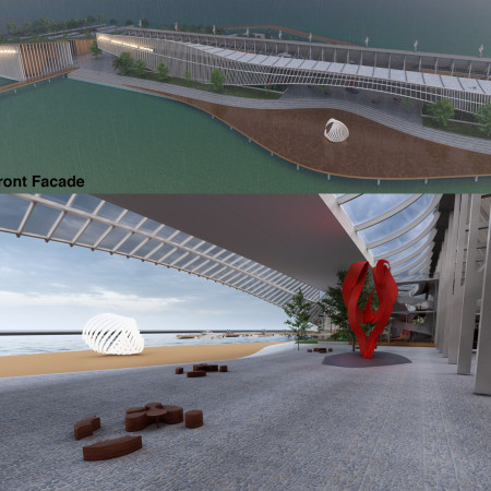 Transparent Facades and Green Roofs Enhance Community Engagement at Waterfront Hub  