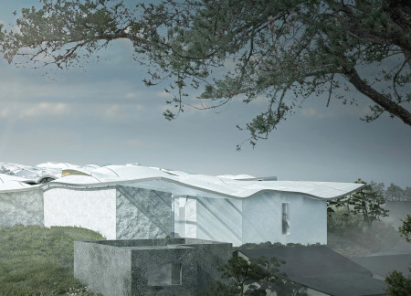 Vertical Garden Integrating Concrete and Glass in a Multi-Purpose Community Hub