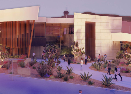 Charred Wooden Shingles and Flexible Spaces in a Desert Community Hub  