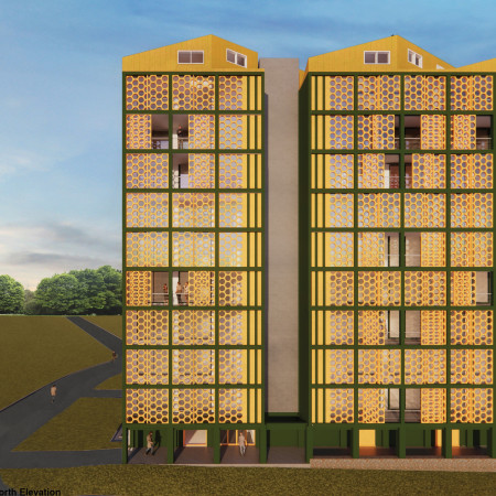 Charred Wooden Shingles and Natural Light Define A Community-Centric Space Built with Sustainable Materials  