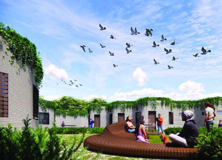 Charred Wooden Shingles and Vertical Gardens Redefining Community Spaces  