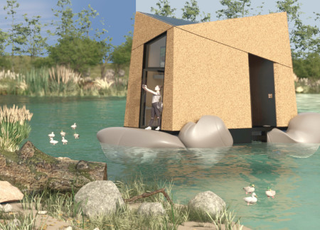 Buoyant Habitat Constructed With Recycled Metal and Cork Cladding