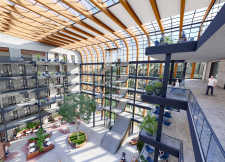 Charred Wooden Shingles and Exposed Concrete Form a Sustainable Community Hub