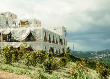 Charred Wooden Shingles and Green Roofs in a Community Center Designed for Engagement  
