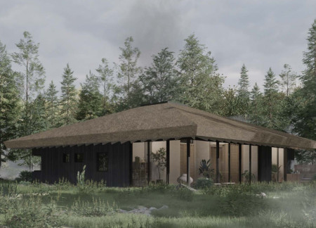 Charred Wooden Shingles and Cross-Laminated Timber Panels Enhance Community Living Spaces in Sustainable Design