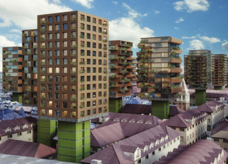 Cross-Laminated Timber Panels and Dynamic Shading Define A Versatile Urban Space