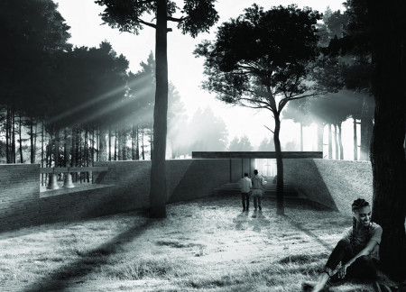 Charred Wooden Shingles and Cross-Laminated Timber Panels Form a Sustainable Community Space