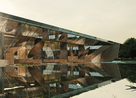 Cross-Laminated Timber Forms Integrated Green Spaces With Charred Wooden Shingles