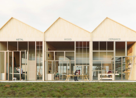 Charred Wooden Shingles and Cross-Laminated Timber Panels Defining Multifunctional Spaces in Urban Design