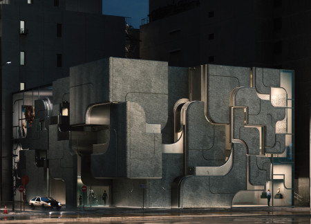 Thresholds of Conceptual Flow Enhanced by Transparent Glass and Earthy Stone Textures