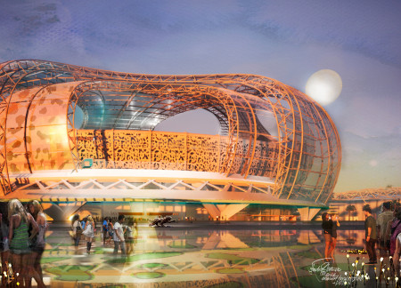 Curvilinear ETFE Structure Integrating Native Vegetation for a Sustainable Community Venue
