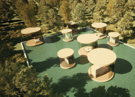 Charred Wooden Shingles and Cross-Laminated Timber Panels Redefine Community Space Functionality