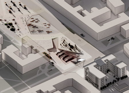 Curved Roof Design Featuring Cross-Laminated Timber Panels and Charred Wooden Shingles for a Community Hub
