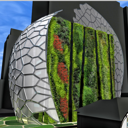 Color-Changing Facade With Vertical Gardens Supporting Multifunctional Fashion Space  