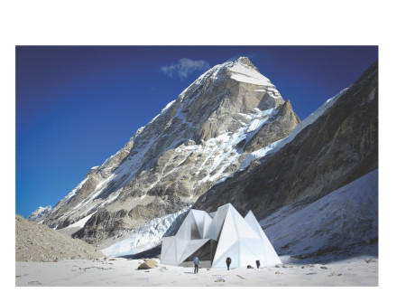 Polyhedral Retreat Featuring Lightweight Aluminum Panels in the Himalayan Landscape  