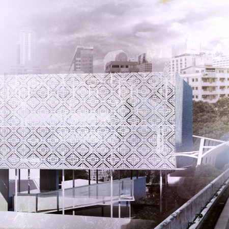 Community Hub Featuring Perforated Facades and Vertical Gardens Crafted with Natural Materials  