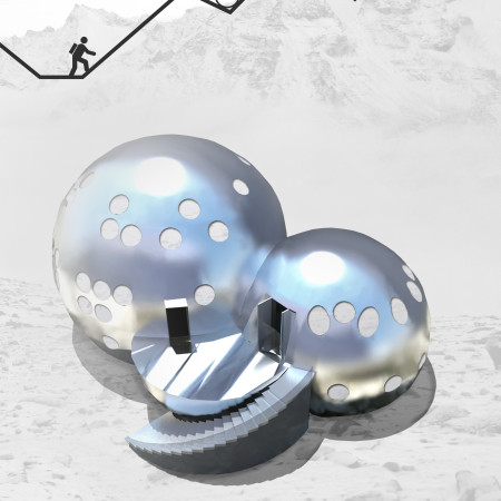 Spherical Design Utilizing Titanium Zinc and Glulam for Mountain Community Shelter