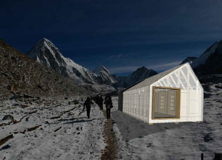 Translucent Polycarbonate Facade and Modular Timber Structure for Sustainable Mountain Shelter
