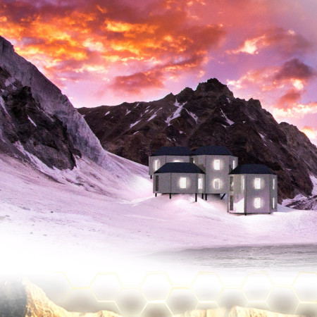 Cork Insulated Huts Elevated on Stilt Framework with Aluminum Facade for High-Altitude Shelter