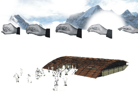 Cork-Insulated Habitat With A Tree Trunk Frame Nestled Among The Mountains