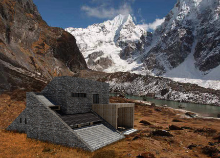 Charred Wooden Shingles and Local Stone Craftsmanship Create a Resilient Himalayan Retreat
