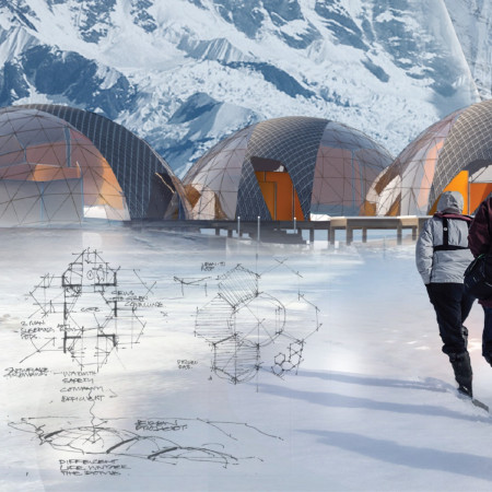 Hexagonal Dome Structure Crafted From ETFE and Aluminum for Sustainable Mountain Shelter