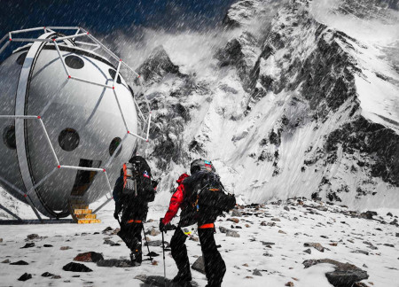 Icosidodecahedron Shelter Constructed with High-Density Polyethylene and Galvanized Steel in a Mountainous Environment