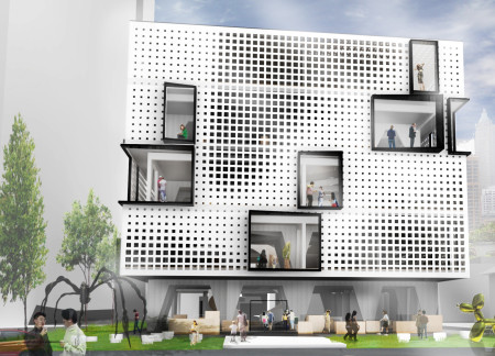Elevated Design With Triangular Structures and Translucent Facades Enveloped in Natural Wood Elements  