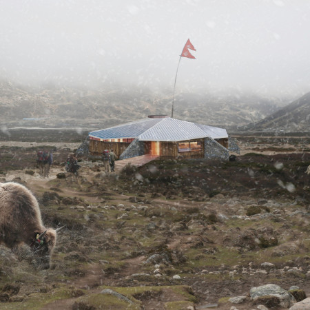 Gabion Shelters Crafted From Local Timber Integrating Photovoltaic Technology for Mountain Retreats