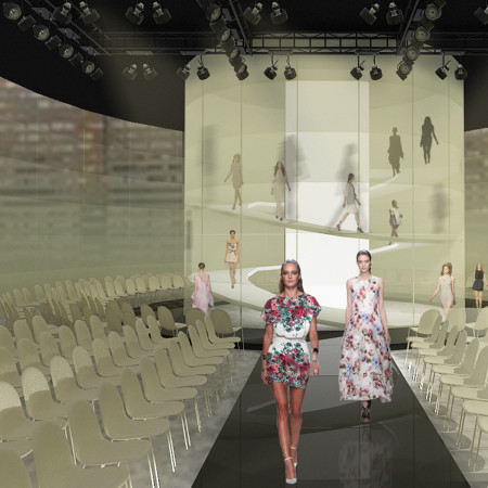 Curvilinear Design Using High-Transparency Glass and Sustainable Materials for a Multifunctional Fashion Hub
