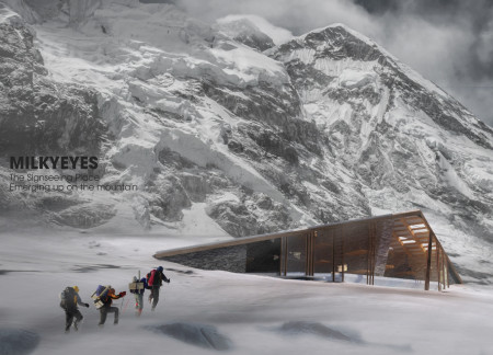 Water Collection Huts Featuring ETFE Foil and Local Stone in The Himalayas  