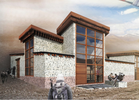 Community Center Emphasizing Cross-Laminated Timber Panels and Charred Wooden Shingles for Sustainable Design