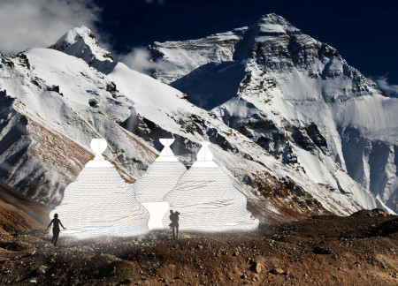 Algorithmic Architecture with Local Stone and Natural Fibers in a Mountain Community Space  