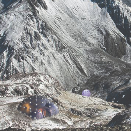 Eco-friendly mountain shelter utilizing bamboo and hydrophobic materials for sustainable living in alpine environments