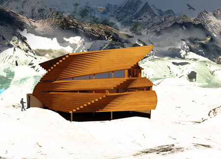 Rotating Rectangular Frames Crafted From Larch Wood and Glass Integrated Into High-Altitude Mountain Living