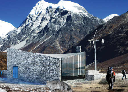 Gabion Baskets and PTFE Roof Create a Sustainable Retreat in the Heart of the Himalayas