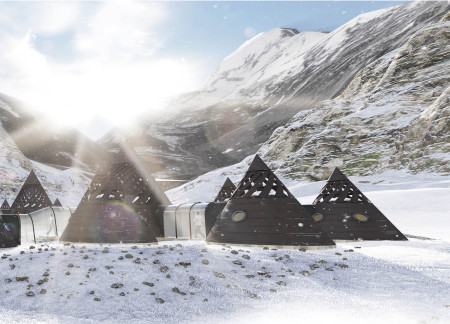 Charred Wooden Shingles and Composite Materials Shape a Conical Retreat in the Himalayas