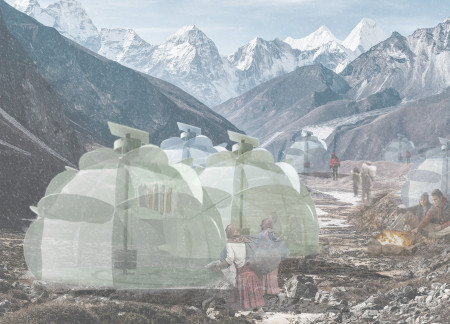 Bamboo Framework with Transparent Insulation for High-Altitude Trekking Accommodations