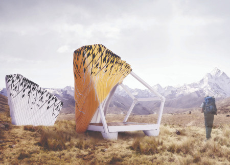 Woven Solar Fabric Huts Blending Natural Textiles with Mountaineering Functionality  