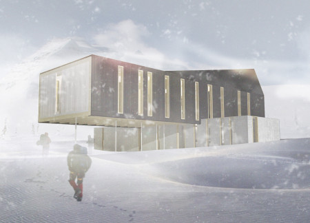 Charred Wooden Shingles and Solar Panels Enriching a Sustainable Mountain Retreat
