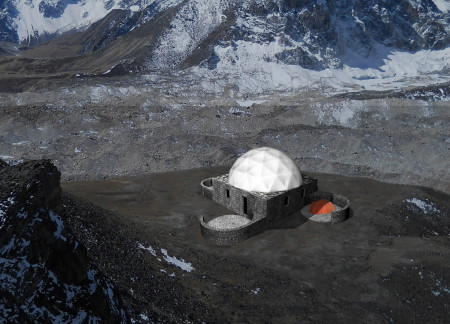 High-altitude lodge designed with Teflon ETFE and local stone for sustainable mountain living