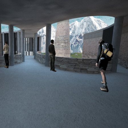 Curvilinear Shelter Crafted with Local Stone and Timber Emphasizing Community Interaction in the Himalayas