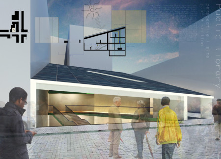 Spiral Staircase of Glass and Concrete Within a Sustainable Library Setting  